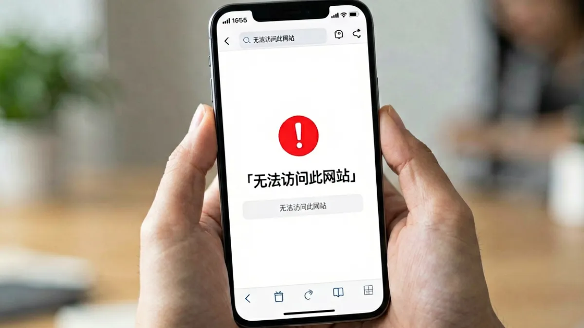 用户尝试海角社区在线网址进入登录时，手机浏览器显示网络连接异常的提示界面